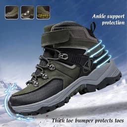 Kids Hiking Boots Outdoor Walking Climbing Antiskid Sneaker Comfortable Snow Shoes with Steel Buckle Sole for Boys And Girls