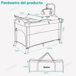 IMBABY Portable Baby Bed with Diaper Table Multifunctional Newborn Bed Kids Cradle Rocker Baby Crib for 0-6 Years Old Child Crib