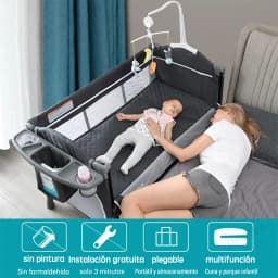 IMBABY Portable Baby Bed with Diaper Table Multifunctional Newborn Bed Kids Cradle Rocker Baby Crib for 0-6 Years Old Child Crib