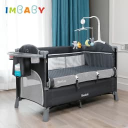 IMBABY Portable Baby Bed with Diaper Table Multifunctional Newborn Bed Kids Cradle Rocker Baby Crib for 0-6 Years Old Child Crib