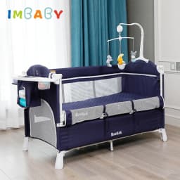 IMBABY Portable Baby Bed with Diaper Table Multifunctional Newborn Bed Kids Cradle Rocker Baby Crib for 0-6 Years Old Child Crib
