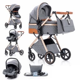 Baby Stroller 3 in 1 Portable Baby Carriage Folding Prams High Landscape Multifunction Pushchair Compact Folding Travel
