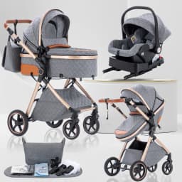 Baby Stroller 3 in 1 Portable Baby Carriage Folding Prams High Landscape Multifunction Pushchair Compact Folding Travel