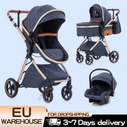 Baby Stroller 3 in 1 Portable Baby Carriage Folding Prams High Landscape Multifunction Pushchair Compact Folding Travel