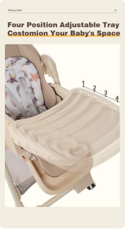 Foldable Baby High Chair Portable Infant Dining Chair Space-Saving Compact Folded for Corner Storage Adjustable Double Feeding Tray Toddler Booster Seat with Omnidirectional Brake Wheels Washable Leather Cushion Seat