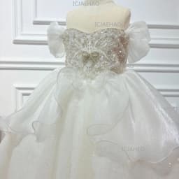 Children Girls Formal Silver White Sequin Elegant Tutu Kids Flower Girl Wedding Birthday Party Host Piano Princess Gown Clothes