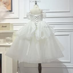 Children Girls Formal Silver White Sequin Elegant Tutu Kids Flower Girl Wedding Birthday Party Host Piano Princess Gown Clothes