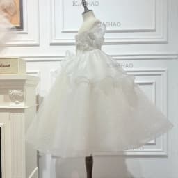 Children Girls Formal Silver White Sequin Elegant Tutu Kids Flower Girl Wedding Birthday Party Host Piano Princess Gown Clothes