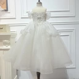 Children Girls Formal Silver White Sequin Elegant Tutu Kids Flower Girl Wedding Birthday Party Host Piano Princess Gown Clothes