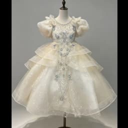 2026 Children Girls Formal Multi Layer Long Tutu Birthday Party New Kids Flower Girl Wedding Piano Elegant Princess Gown Costume
