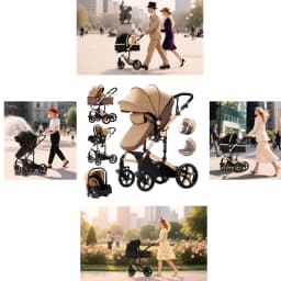 3 in 1 Baby Stroller Lightweight Portable Foldable Multi-Functional Car Seat Stroller Fashionable Baby Pram for Newborn