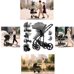3 in 1 Baby Stroller Lightweight Portable Foldable Multi-Functional Car Seat Stroller Fashionable Baby Pram for Newborn