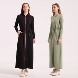 AA AW26 Winter Cotton Woman Hoodie Dress Adjustable Waistband Maxi Zipper Dress Lady Clothes