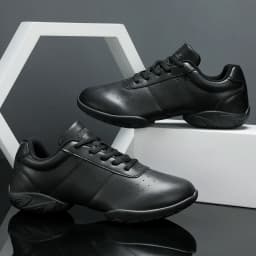 BAXINIER Youth Kids Cheerleading Shoes White Black Synthetic Leather Athletic Training Sneakers for Girls Boys Students Perforated Breathable Soft Cushioned Insole Non-Slip Rubber Sole Competition Shoes