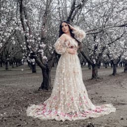 Maternity Photoshoot Dress Off Shoulder Embroidered Yarn Floral High Waist Split Pregnancy Shooting Dress Baby Shower Dresses