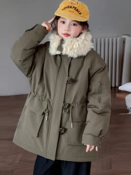 Teenager Girls Thicken Jackets Plush Velvet Fur Collar Kids Coats Children's Winter Warm Hooded Outerwear Fashion Padded Parka