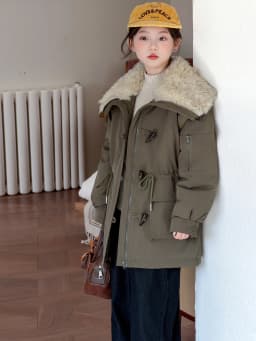 Teenager Girls Thicken Jackets Plush Velvet Fur Collar Kids Coats Children's Winter Warm Hooded Outerwear Fashion Padded Parka
