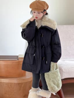 Teenager Girls Thicken Jackets Plush Velvet Fur Collar Kids Coats Children's Winter Warm Hooded Outerwear Fashion Padded Parka