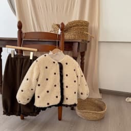 Winter Girls Polka Dot Embroidery Plush Coat Children Cotton Padded Jacket Fashion Baby Girl Cute Lace Coat Warm Coat -2026
