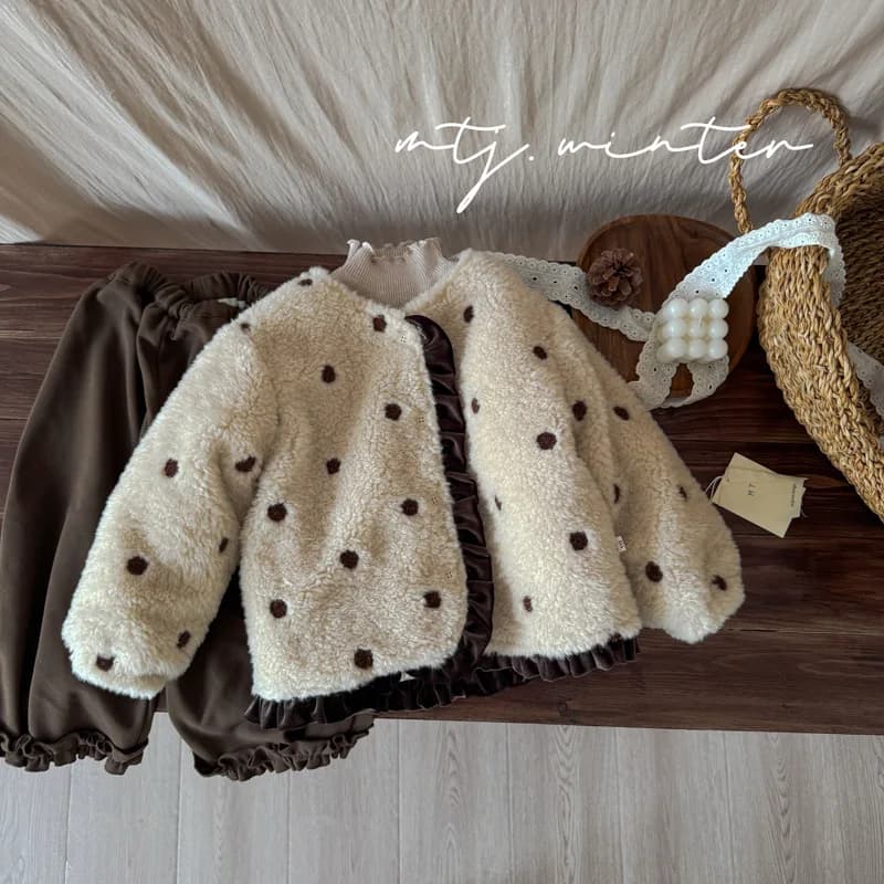 Winter Girls Polka Dot Embroidery Plush Coat Children Cotton Padded Jacket Fashion Baby Girl Cute Lace Coat Warm Coat -2026
