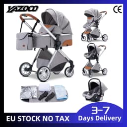 3‑in‑1 Luxurious Elevated‑View Baby Stroller, Portable One‑Hand Folding Travel Pram, Aluminum Frame, Breathable Mesh Seat, UV‑Protection Canopy, Multi‑Position Reclining for Newborns