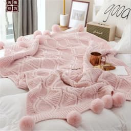 Knit Blanket Chunky Throw Blankets For Couch Sofa Cover Chenille Soft Pompom Decorative Blankets Home Decor Bedspread On Bed