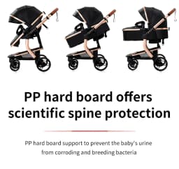 PU Leather High Landscape Baby Stroller Waterproof Easy- clean Newborn Pram Foldable Baby Pushchair with Car Seat Travel Carriage New