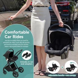 3‑in‑1 Elevated Baby Stroller Bundled with Infant Car Seat, Lightweight Heavy‑Duty Aerospace‑Grade Aluminum Frame, Ventilated Mesh Summer Seat, One‑Step Easy Fold, Space‑Saving Travel Buggy for Newborn
