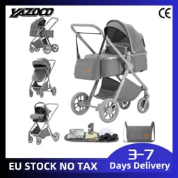 Travel Baby Stroller 3-in-1 Pram, Luxury Portable Carriage with Aluminum Frame, High Landscape View Folding Pushchair for Newborns