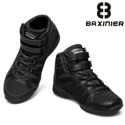 BAXINIER Black High Top Cheer Shoes for Youth Girls Boys Cheerleading Sneakers Ankle Support Breathable Mesh Hook Loop Closure Soft Insole Anti-Slip Rubber Outsole Athletic Training Dance
