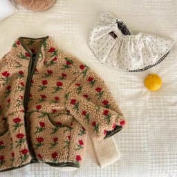 2026 New Winter Children Fleece Coats 2-6 Y Korean Style Floral Printed Boys Girls Thicken Warm Outerwear Kids Clothes