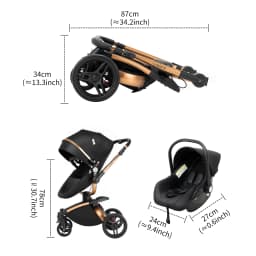 Baby Stroller Baby Car 3 in 1 Stroller Luxury High Quality Lightweight Portable Foldable Travel Pram Multi Functional Newborn Carriage