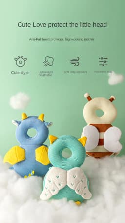 Adjustable Angel Bee Cartoon Baby Head Protector Pad, Shock‑Absorbing Soft Safety Cushion, Fall‑Prevent Headgear for 1‑3 Years Old Toddlers