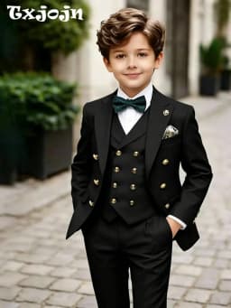 3 Pieces Boys Homecoming Suit Set 3 Pieces Banquet Party Wear Classic Peak Lapel Kids Slim Fit Tuxedo Wedding Ring Bearer Outfit