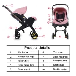 3‑in‑1 Lightweight Foldable Baby Stroller Travel System, Reversible Push Seat Convertible to Bassinet & Carrycot Pram, Portable Newborn Pushchair with Sun Canopy Multi‑Function Baby Carriage