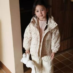 UNITIM Winter Infant Baby Girls Parkas 1-5Yrs Girls Floral Printed Hooded Outerwear Coat Toddler Hooded Jacket for Little Kids