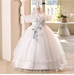 New High-End Luxury Flower Girl Wedding Show Performance Dress for Girls, Puff Sleeve Sequin Princess Dress
