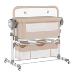 Multifunctional Electric Baby Cradle Bed, Portable Infant Side Sleeper Crib with Remote Control, Soothing Music, Toy Rack, Half-Covered Mosquito Net, Lockable Wheels and Breathable Window Screen