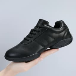 BAXINIER Youth Kids Cheerleading Shoes White Black Synthetic Leather Athletic Training Sneakers for Girls Boys Students Perforated Breathable Soft Cushioned Insole Non-Slip Rubber Sole Competition Shoes