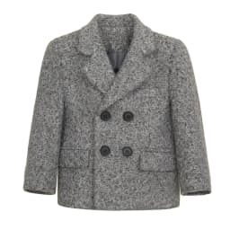 Kids Grey Curly Fleece Wool Blazer Double-Breasted Short Coat Winter Outerwear Warm Formal Jacket for Teen Boys 3-14 Years