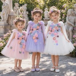 2026 Kids Handmade 3D Applique Tulle Sleeveless Dress New ChildrenGirl Party Banquet Clothes Girls Gown Princess Wedding Flower