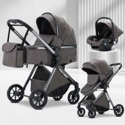 3‑in‑1 All‑Purpose Newborn Travel Pram, Elevated Landscape Layout, Smooth One‑Hand Folding Mechanism, Wear‑Resistant Solid Wheel System, Adjustable Push Handle, Soft Padded Seating Unit For All‑Season Family Stroll Activities