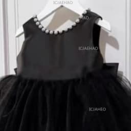 2026 Kids Host Runway Gown New Children Girls Black Satin Elegant Piano Fashion Evening Costume Violin Performance Show Dress