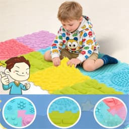 8-Piece Sensory Foot Massage Mat Puzzle – Orthopedic Textured Tiles for Flat Feet, Kids Adults, Reflexology & Sensory Integration
