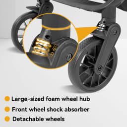 2 in 1 Baby Stroller Foldable Pram Pushchair for Newborn Infant Toddler Lightweight Travel Buggy with Sit and Lie Function Adjustable Canopy Five Point Safety Harness Shock Absorbing Wheels Large Storage Basket Portable Baby Carriage
