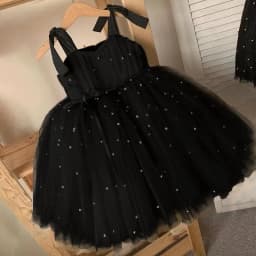 Kids Strapless Sleeveless Gown Princess Dress Stage Performance Pearl Bow Design Girls Formal Wedding Flower Girl Party Banquet