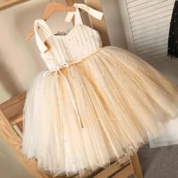 Kids Strapless Sleeveless Gown Princess Dress Stage Performance Pearl Bow Design Girls Formal Wedding Flower Girl Party Banquet