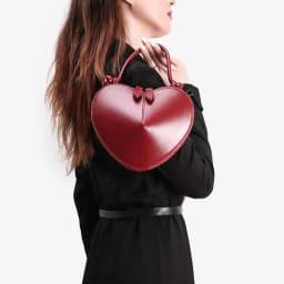 Heart Shaped Mini Top Handle Bag For Women Knotted Handle Zipper Closure Sweet Party Evening Crossbody Shoulder Purse