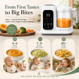 Baby Food Maker with Steam Basket, One-Touch Cooking, Blending and Self-Cleaning for Homemade Baby Puree,All-in-One Baby Food Processor White