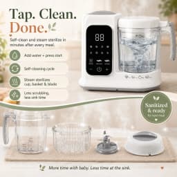 Baby Food Maker with Steam Basket, One-Touch Cooking, Blending and Self-Cleaning for Homemade Baby Puree,All-in-One Baby Food Processor White